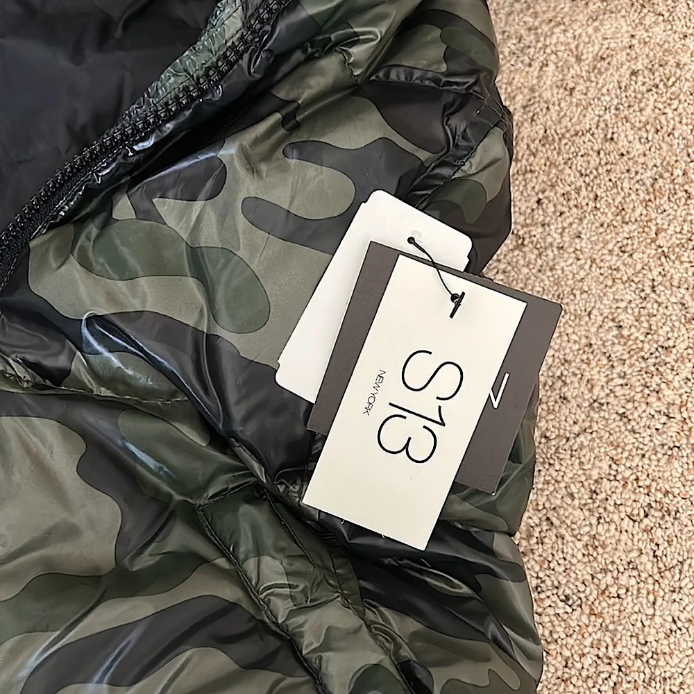 S13 Sexy Camo Green Faux Fur Trimmed Hood Puffer Vest Jacket **Size M**🔥🔥 - Picture 7 of 7